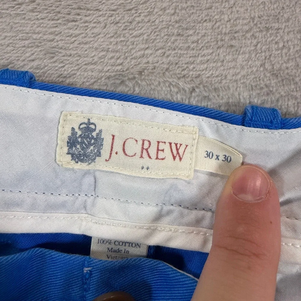 J. Crew Mens 30x30 100% Cotton Chino Pants Royal Blue Straight Leg Solid Zip Fly